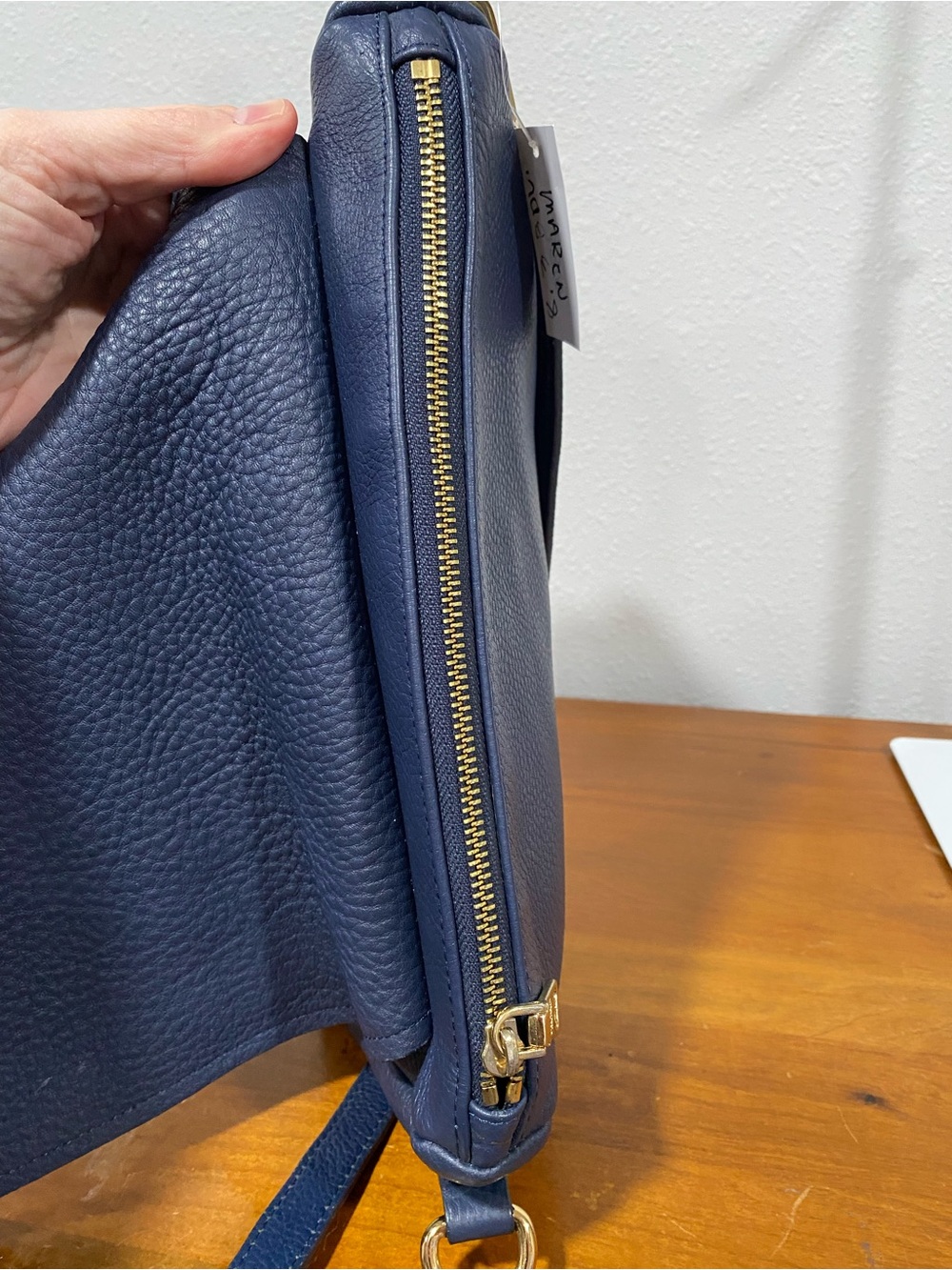 Navy Leather Shoulder Bag - Picture 12 of 13